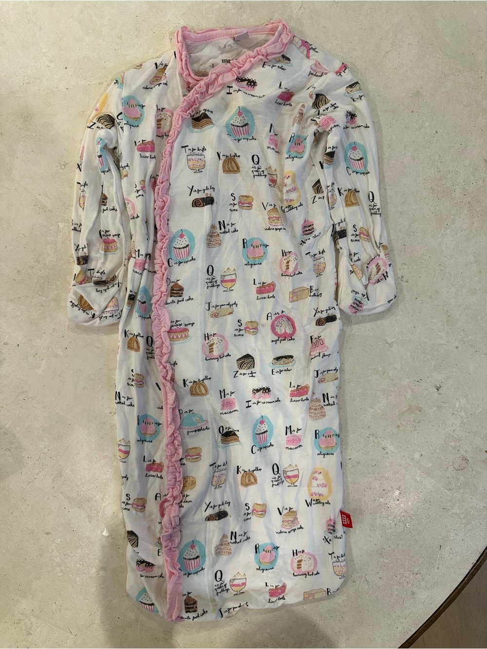 Magnetic Me White Cupcake Print Sleep Gown with Pink Ruffle Trim